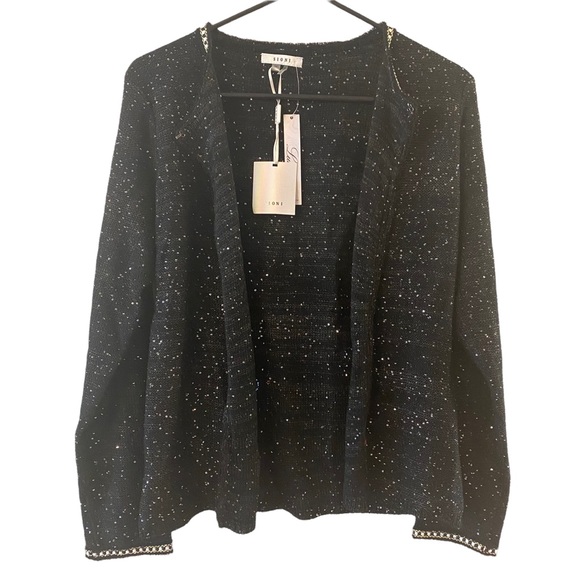 Sioni Sweaters - NEW Sioni Sequin Sparkle Glitter Fringe Open Cardigan NWT